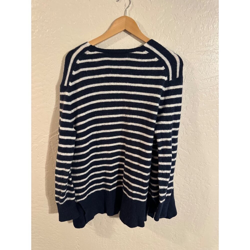 Madewell Y Cozy Blue & White "Walker" Striped Long Sleeved Alpaca Wool Cardigan - Picture 11 of 11
